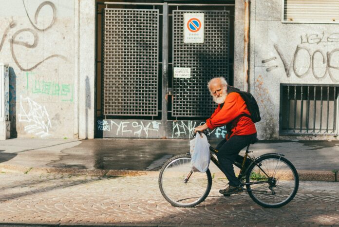 Old man on cycle